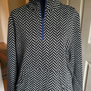 Talbots Black and White Chevron Pullover